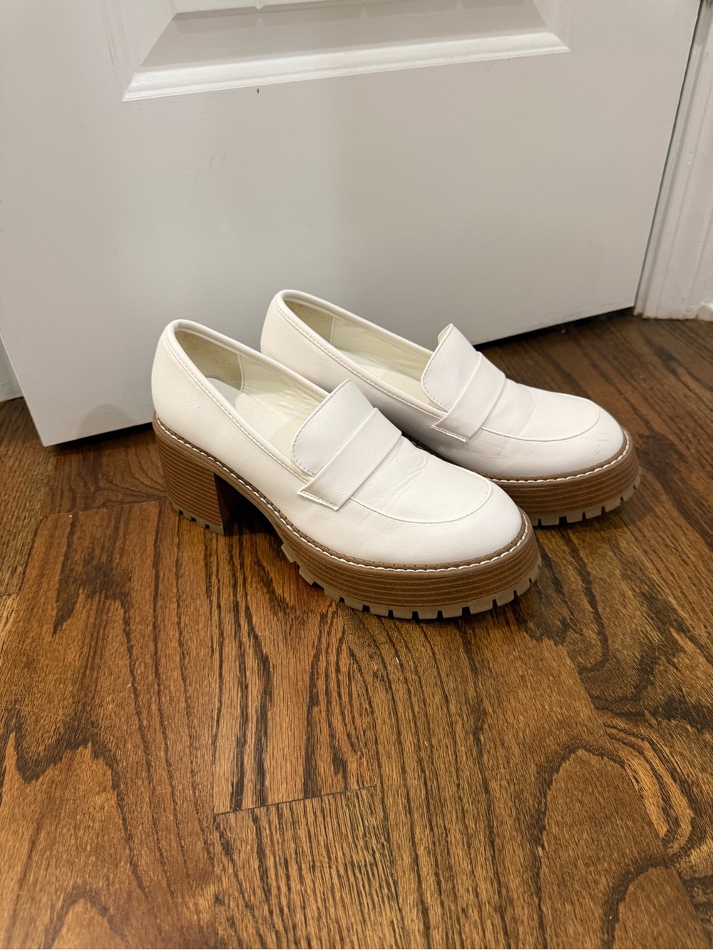 MIA White Chunky Lug Sole Platform Loafers